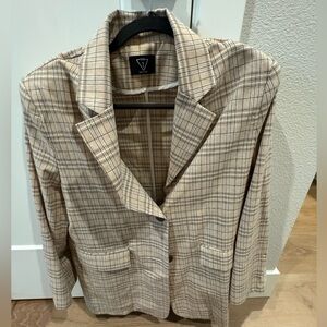 Plaid linen blazer